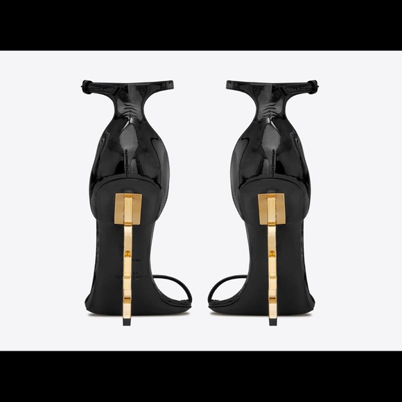 YSL | Black Patent Sandals OPYUM decorated with YSL initials on heels | Size 39 - Picture 5 of 13